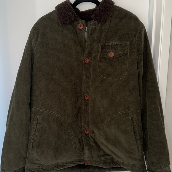 Army Green Retro Corduroy Jacket - Picture 1 of 3